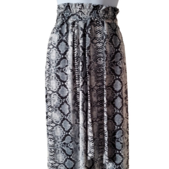 SNAKESKIN PRINT ☆ PAPER BAG WAIST ☆ MAXI SKIRT 3x - Picture 2 of 8